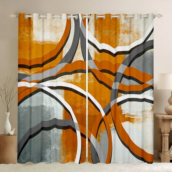 Erosebridal Modern Abstract 30%-50% Blackout Curtains Orange White Patchwork Curtains, Watercolor Tie Dye Curtains & Drapes Ombre Oil Painting Living Room Curtains, Geometric Gradient Window Curtains