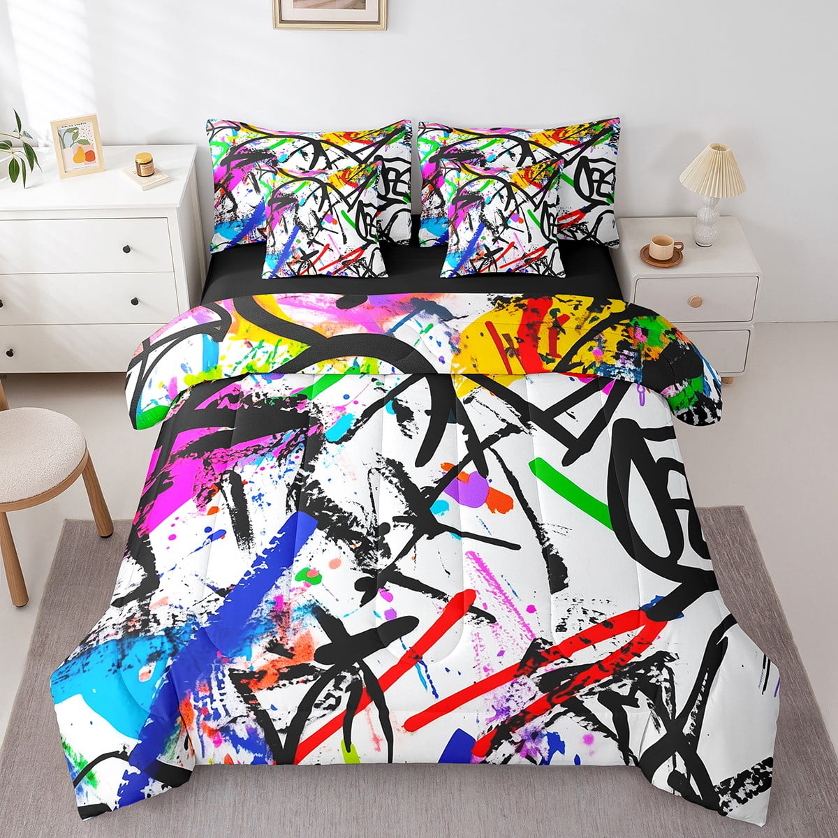 Erosebridal Modern Abstract Bedding Sets Twin Size, Hip Hop Graffiti ...