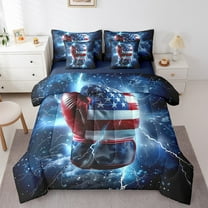 Erosebridal Modern Boxing Bedding Sets Twin Size, Neon Lightning Comforter Sets with Sheets, Extreme Sports Reversible Bed Set, Ultra Soft Bedroom Decor, 7 Pieces