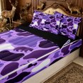 thumbnail image 1 of Erosebridal Modern Camo Zipper Queen Comforter Set with Fitted Sheet and 2 Pillowcases for Boys Men, Forest Animal Silhouette Print Zipper Bedding Set, Purple, Black Reversible, 4pcs, 1 of 7
