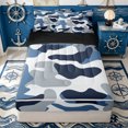 thumbnail image 1 of Erosebridal Modern Camouflage Zipper Queen Comforter Set with Fitted Sheet and 2 Pillowcases for Boys Men, Navy Abstract Camo Print Zipper Bedding Set, Black Reversible, 4pcs, 1 of 7
