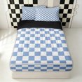 thumbnail image 1 of Erosebridal Modern Checkered Zipper Twin Comforter Sets with Fitted Sheet and 2 Pillowcases for Girls, Blue White Abstract Square Print Zipper Bedding Set, Black Reversible, 4-Piece, 1 of 7