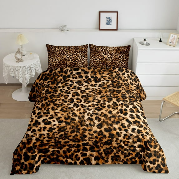 Erosebridal Modern Cheetah Print Bedding Twin Comforter Set, Chic Geometry Down Comforter, Leopard Animal Reversible Comforter Sets Twin Size, Lightweight Bedroom Decor, 2pcs