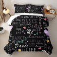 thumbnail image 1 of Erosebridal Modern Dance Quote Bed Spread Queen for Boys Girls, Musical Note Print Queen Coverlet Set, 3pcs, 1 of 7