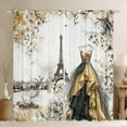 thumbnail image 1 of Erosebridal Modern Fashion Curtains and Drapes (42x90), Yellow Dress 30%-50% Blackout Curtains Set of 2 (42x90), Retro Eiffel Tower Decor, 1 of 5