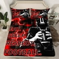 thumbnail image 1 of Erosebridal Modern Football Fitted Sheet Set Twin, Neon Geometry Bedding Twin Size, Rugby Sports Decor, 2pcs（No Top Sheet）, 1 of 6