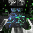 thumbnail image 1 of Erosebridal Modern Gaming Bed in a Bag King size, 3D Gamepad Bed Set, Neon Lightning Reversible Comforter Sets, Lightweight Bedroom Decoration, 7pcs, 1 of 6