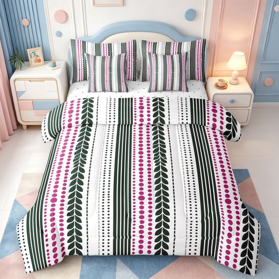 Erosebridal Modern Geometric Line 7pcs Queen Bedding,Watercolor Lines Bedding Comforter Set Queen,Reversible