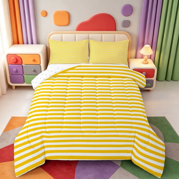 Erosebridal Modern Geometric Line Full Size Comforter Sets,Linear Striped Bedding Comforter Set,Reversible,3-Piece,1 Comforter and 2 Pillowcases