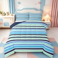 thumbnail image 1 of Erosebridal Modern Geometric Line King Size Comforter Sets,Linear Stripes Comforters King Size,Navy Blue Reversible,3-Piece,1 Comforter and 2 Pillowcases, 1 of 7