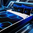 thumbnail image 1 of Erosebridal Modern Honeycomb Zipper Queen Comforter Set with Fitted Sheet and 2 Pillowcases for Boys Men, Gradient Backdrop Print Zipper Bedding Set, Blue Black, Reversible, 4pcs, 1 of 7