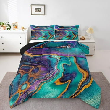 Erosebridal Modern Marble Comforter Sets , Abstract Ombre Comforters & Duvets, Stripes Reversible Duvet Insert, Breathable Room Decorative, 2 Pieces
