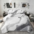 thumbnail image 1 of Erosebridal Modern Marble Quilt King, White Gray Mountain Fluid King Coverlet Set, 3pcs 1 Bedspread and 2 Pillowcases, 1 of 7