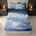 thumbnail image 1 of Erosebridal Modern Oil Painting Zipper Twin Comforter Sets with Fitted Sheet and 2 Pillowcases, Contemporary Abstract Zipper Bedding Set, Blue Gray, Navy Reversible, 1 of 7