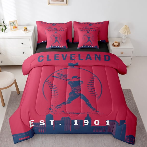 Erosebridal Modern Soprts Bed in a Bag Twin size, Baseball Lover Bedding Sets Twin Size, Teens Boys Girls Reversible Comforter Sets with Sheets, Breathable Bedroom Decorative, 7pcs