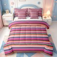thumbnail image 1 of Erosebridal Modern Stripes 7pcs Queen Bedding,Linear Geometric Print Bedding Comforter Set Queen,Polkadot Reversible, 1 of 7