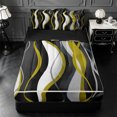 thumbnail image 1 of Erosebridal Modern Wave Stripe Zipper Twin Comforter Sets with Fitted Sheet and 2 Pillowcases,Geometric Line Art Zipper Bedding Set For Girls,Black Reversible,4 Pieces, 1 of 7
