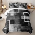 thumbnail image 1 of Erosebridal Monochrome Square Quilt King for Women Men, Gray Textured Block Print King Coverlet Set, 3pcs, 1 of 7