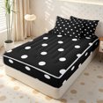 thumbnail image 1 of Erosebridal Monochrome Vintage Dot Zipper Twin Comforter Sets with Fitted Sheet and 2 Pillowcases,Tiny Scattered Dot Accent Zipper Bedding Set,Jet Black White,4-Piece,Black Reversible, 1 of 6