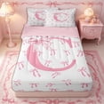 thumbnail image 1 of Erosebridal Monogram Letter C Zipper Twin Comforter Sets with Fitted Sheet and 2 Pillowcases,Satin Bow Decoration Zipper Bedding Set,Pink White,4-Piece,Pink Reversible, 1 of 6