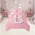 thumbnail image 1 of Erosebridal Monogrammed B Comforter Sets Twin Size, Initial Letter Comforters & Duvets, Pink Bow Reversible Duvet Insert, Super Cozy Bedroom Decor, 2 Pieces, 1 of 8