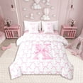 thumbnail image 1 of Erosebridal Monogrammed Bow Tie Bedding Sets Twin Size,Dreamy Princess Comforter Sets with Sheets,Letter Bedroom Decor,Reversible,7pcs, 1 of 5