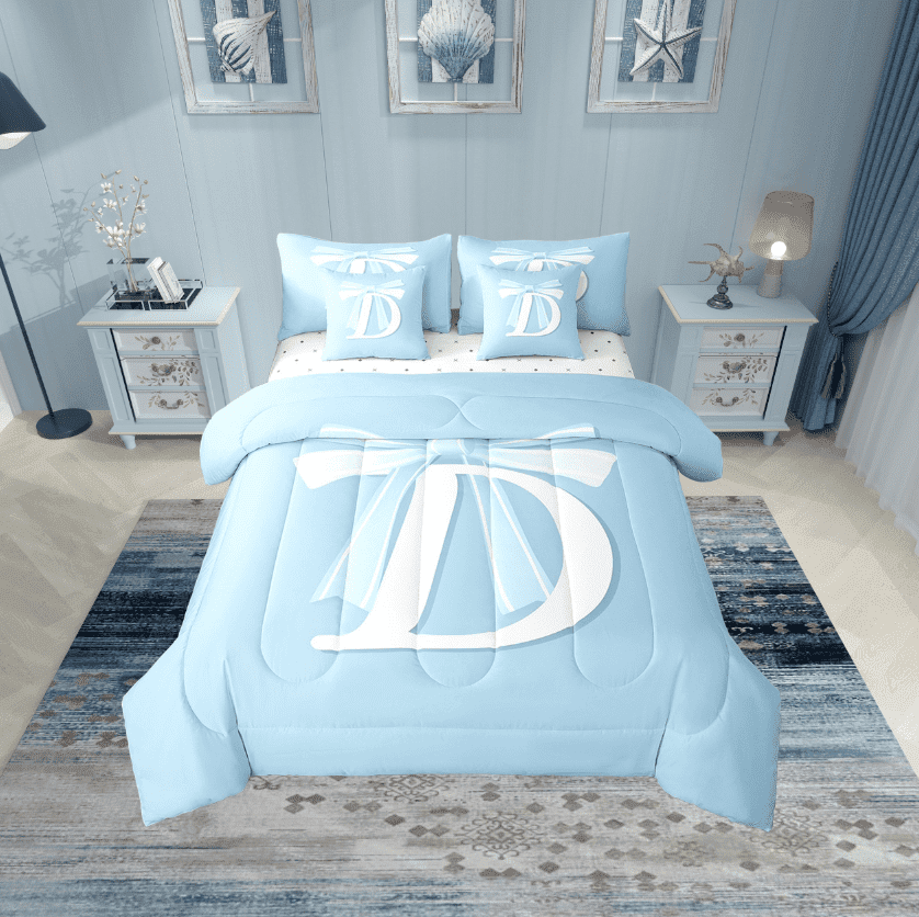 Erosebridal Monogrammed D Bedding Twin Size, Initial Letter Bed in a ...