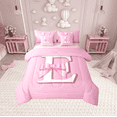 thumbnail image 1 of Erosebridal Monogrammed E Bed in a Bag Twin size, Initial Letter Bed Set, Pink Bow Reversible Bedding Twin Size, Super Cozy Bedroom Decor, 7-Piece, 1 of 6