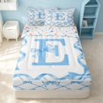 thumbnail image 1 of Erosebridal Monogrammed E Zipper Twin Comforter Sets with Fitted Sheet and 2 Pillowcases, Cartoon Bowknot Zipper Bedding Set, Stars Reversible, Baby Blue, Stars Reversible, 1 of 7
