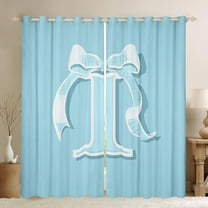 Erosebridal Monogrammed I Curtains for Living Room, Initial Letter 30%-50% Blackout Curtains Set of 2 (38x45), Blue Bow Curtains and Drapes (38x45), Window Curtains Bedroom Decor