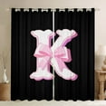 thumbnail image 1 of Erosebridal Monogrammed K Curtains for Living Room, Initial Letter 30%-50% Blackout Curtains Set of 2 (38x45), Pink Bow Curtains and Drapes (38x45), Window Curtains Bedroom Decor, 1 of 6