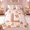 thumbnail image 1 of Erosebridal Monogrammed L Twin Bedding Sets for Kid, Capybara Lover Bedding Comforter Set, Pink Reversible, 7pcs, 1 of 7