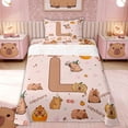 thumbnail image 1 of Erosebridal Monogrammed L Twin Sheet Sets for Kid, Capybara Lover Bedding, 3pcs, 1 of 5