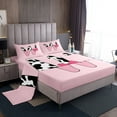 thumbnail image 1 of Erosebridal Monogrammed Letter Bed Sheets King,Cattle Print King Sheet Sets,Breathable Sheet Set King,Pink Bow Tie Decoration,4 Pieces, 1 of 7