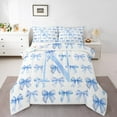 thumbnail image 1 of Erosebridal Monogrammed N Bedding King Comforter Set,Cute Bowknot Down Comforter,Blue White Bedding Sets King with Comforter,Microfiber Room Decorative Reversible,3 Pieces, 1 of 8