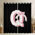 thumbnail image 1 of Erosebridal Monogrammed Q Curtains for Living Room, Initial Letter 30%-50% Blackout Curtains Set of 2 (38x45), Pink Bow Curtains Pack of 2, Bedroom Curtains Bedroom Decor, 1 of 6