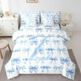 thumbnail image 1 of Erosebridal Monogrammed Z Bedding Sets Twin Size,Cute Bowknot Comforter Sets with Sheets,Blue White Bed in a Bag Twin Size,Microfiber Room Decorative Reversible,7-Piece, 1 of 7
