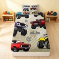 thumbnail image 1 of Erosebridal Monster Truck Twin Fitted Sheet, White Background Bedding, Monster Trucks White 2pcs 1 Fitted Sheet and 1 Pillowcase, 1 of 6