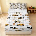 thumbnail image 1 of Erosebridal Monster Truck Zipper Full Size Comforter Sets with Fitted Sheet and 2 Pillowcases, Tire Track Zipper Bedding Set, White, Reversible, 1 of 7