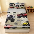 thumbnail image 1 of Erosebridal Monster Truck Zipper Twin Comforter Sets with Fitted Sheet and 2 Pillowcases, White Background Zipper Bedding Set, Monster Trucks White, Gray Reversible, 1 of 7