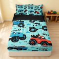 thumbnail image 1 of Erosebridal Monster Truck Zipper Twin Comforter Sets with Fitted Sheet and 2 Pillowcases, Off-Road Zipper Bedding Set, Light Blue, Black Reversible, 1 of 7