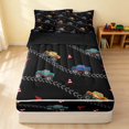 thumbnail image 1 of Erosebridal Monster Truck Zipper Twin Comforter Sets with Fitted Sheet and 2 Pillowcases, Tire Track Zipper Bedding Set, Black, Black Reversible, 1 of 7
