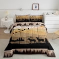 thumbnail image 1 of Erosebridal Moose Silhouette Bedding,Bear Elk Bear Comforter Set,King Duvet Insert Woodland Retro Pine Mountain Quilt with 2 Pillowcases,Vintage Style Hunting Animal Lightweight Warm, 1 of 5