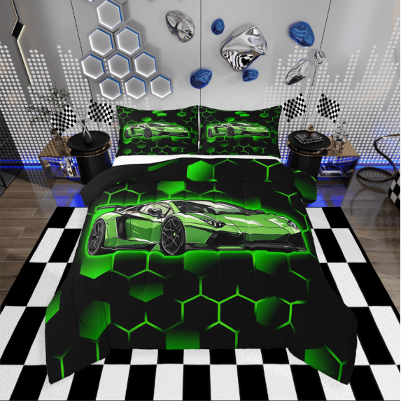 Erosebridal Motorcycle Motocross Comforter Sets,Dirt Bike Comforters & Duvets for Teens Men,Sport Decorative,Blue,Reversible,Breathable,2pcs