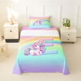 thumbnail image 1 of Erosebridal Multicolor Letter E Twin Sheet Sets,Pink Unicorn Animal Cute Rainbow Bedding For Girls Kids 3pcs, 1 of 6