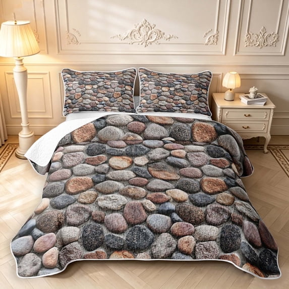 Erosebridal Multicolor Stones Quilt King,Round Rock Pattern King ...