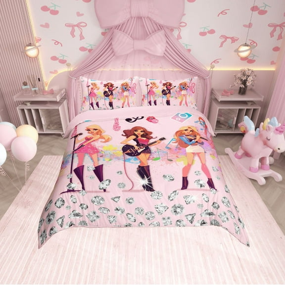 Erosebridal Music Guitar Comforter Cover Twin,Crystal Glitter Bedding Twin Size,Watercolor Splash Duvet Cover Twin,Microfiber Famale Bedroom Decor,Reversible,3pcs(No Comforter)