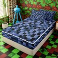 thumbnail image 1 of Erosebridal Muted Navy Blue Check Tile Zipper Full Size Comforter Sets with Fitted Sheet and 2 Pillowcases,Tiny Simple Doodle Zipper Bedding Set,Indigo Black,4pcs,Reversible, 1 of 6