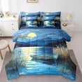 thumbnail image 1 of Erosebridal Natural Lake Bedding Sets King Size, Lake House Lodge Cabin Bed Sheets Set, Oil Painting Decor, Ultra Soft 7 Pieces, 1 of 5