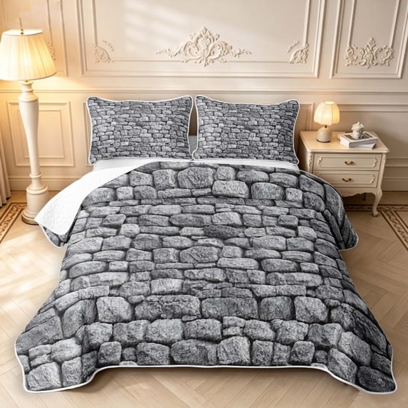 Erosebridal Natural Stone Pattern Quilt Full,Vintage Rock Full ...